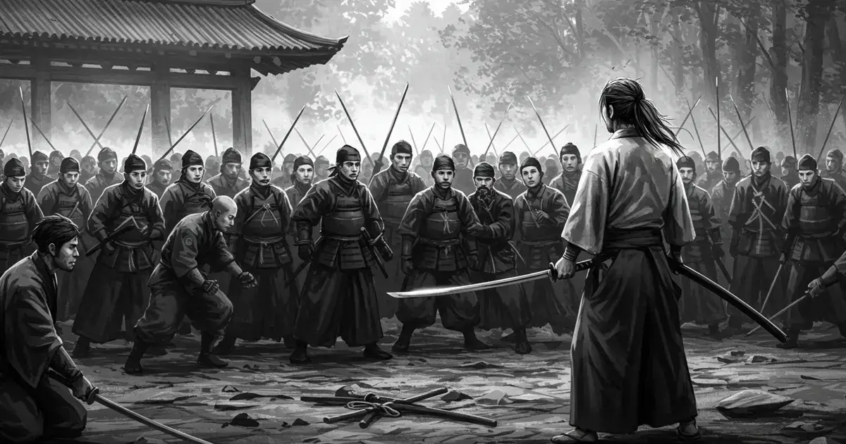 敵に立ち向かう伝説の剣客