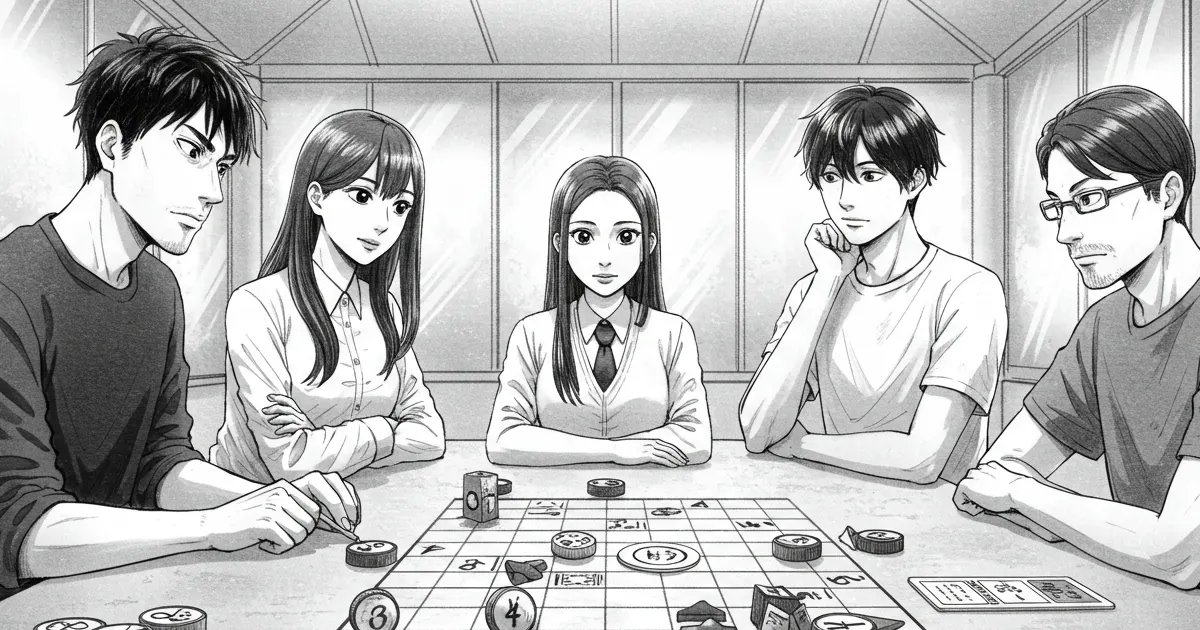 LIAR GAME：心理戦構図のAI生成画像